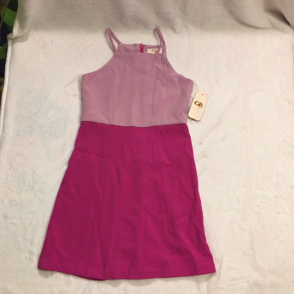 GB Girls Colorblock Dress Girls 14 Purple Pink NWT High Neck Sleeveless Party